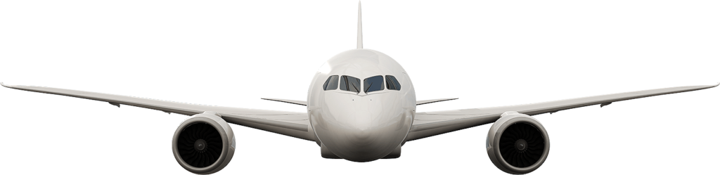 Aircraft maintenance hangar with jet in the background